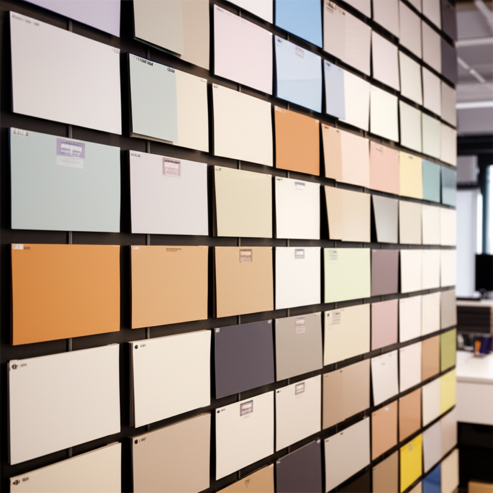 紙材樣品牆：多種紙袋用紙與紋理整理展示