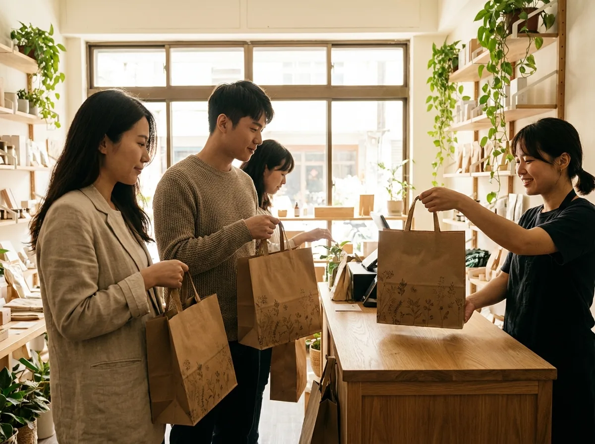 牛皮紙袋加工工藝展示，燙金與局部UV的質感效果比較
