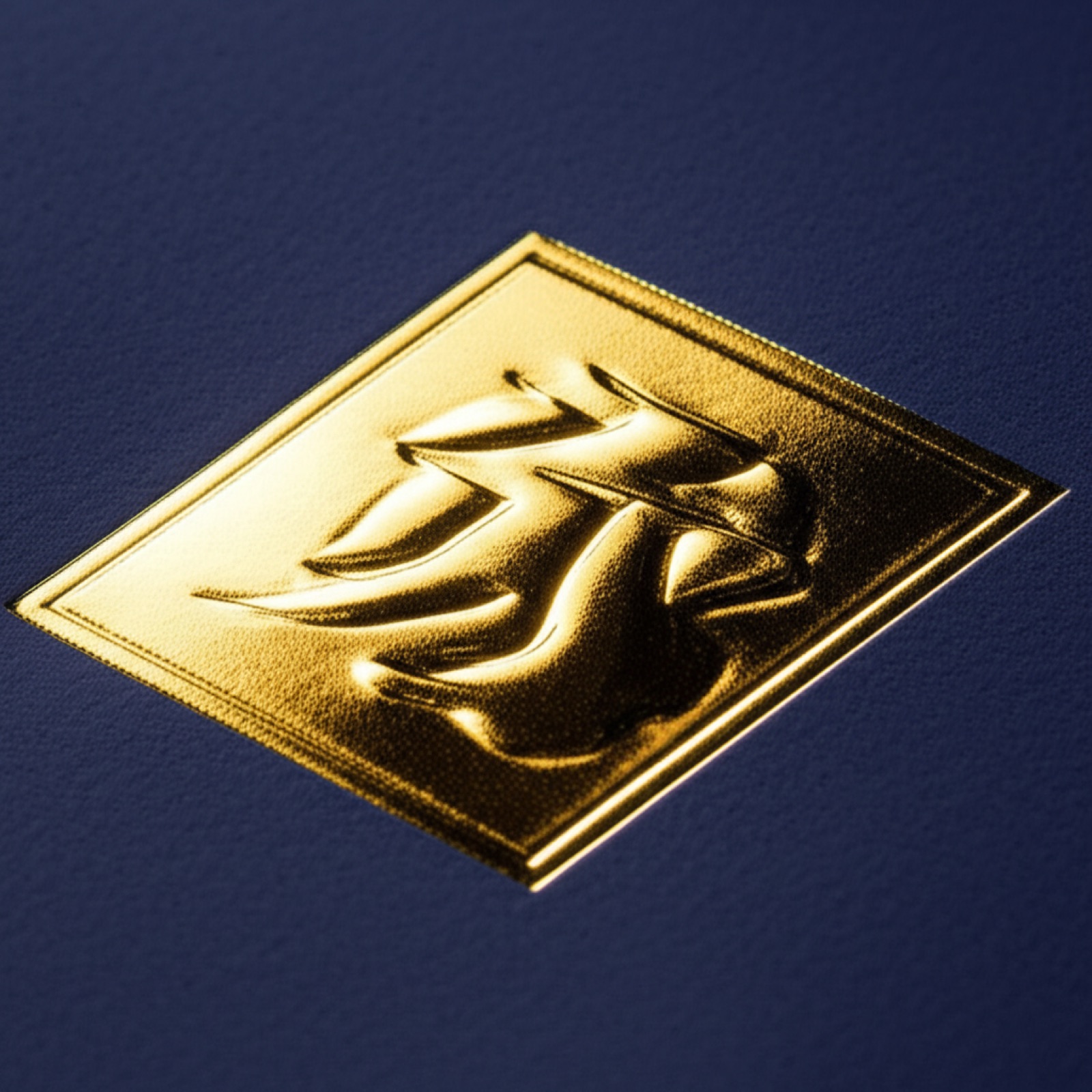 紙袋燙金與表面加工近拍，呈現品牌 logo 金屬光澤