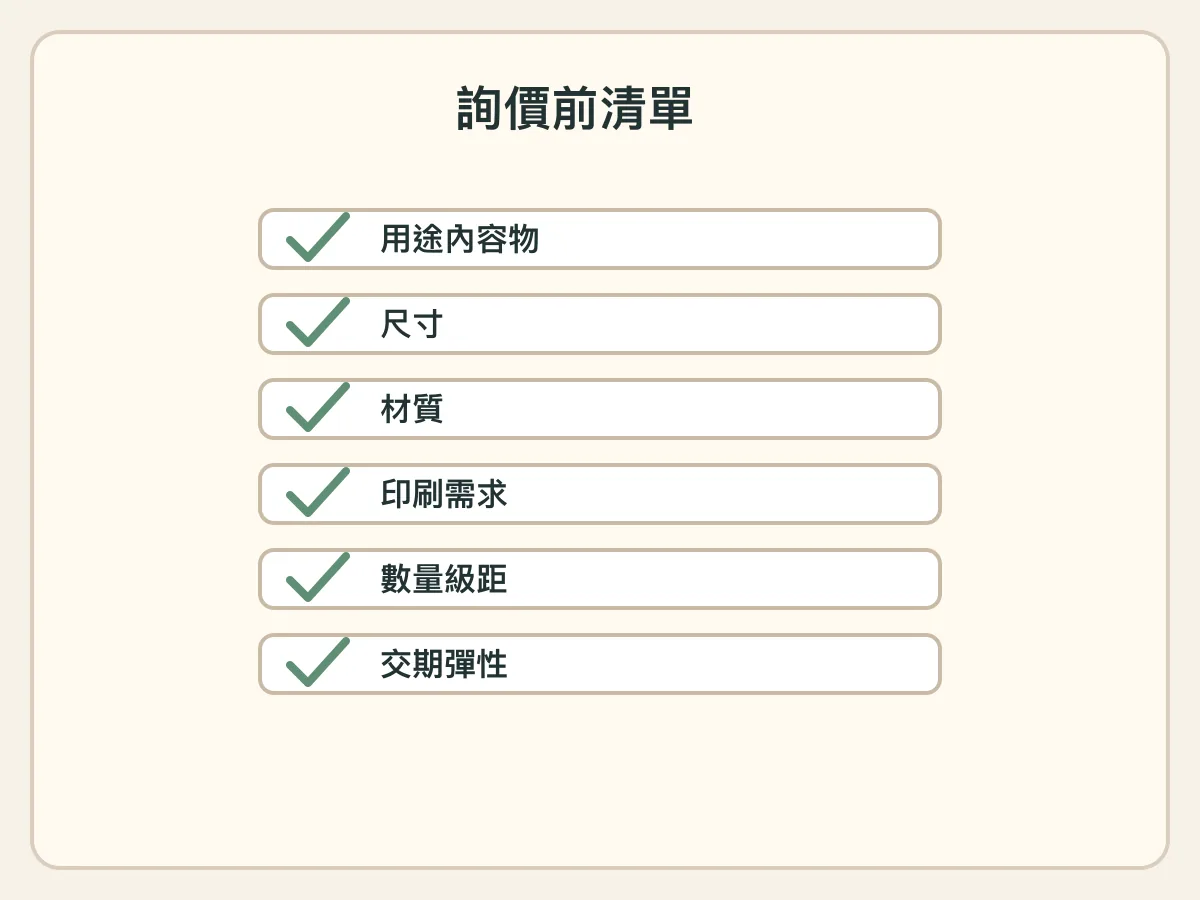紙袋印刷詢價前應備齊用途、尺寸、材質、印刷、數量與交期資訊的清單