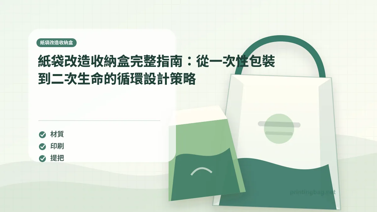 紙袋收納盒轉換指南主圖,展示紙袋結構改造、收納分隔與循環使用場景